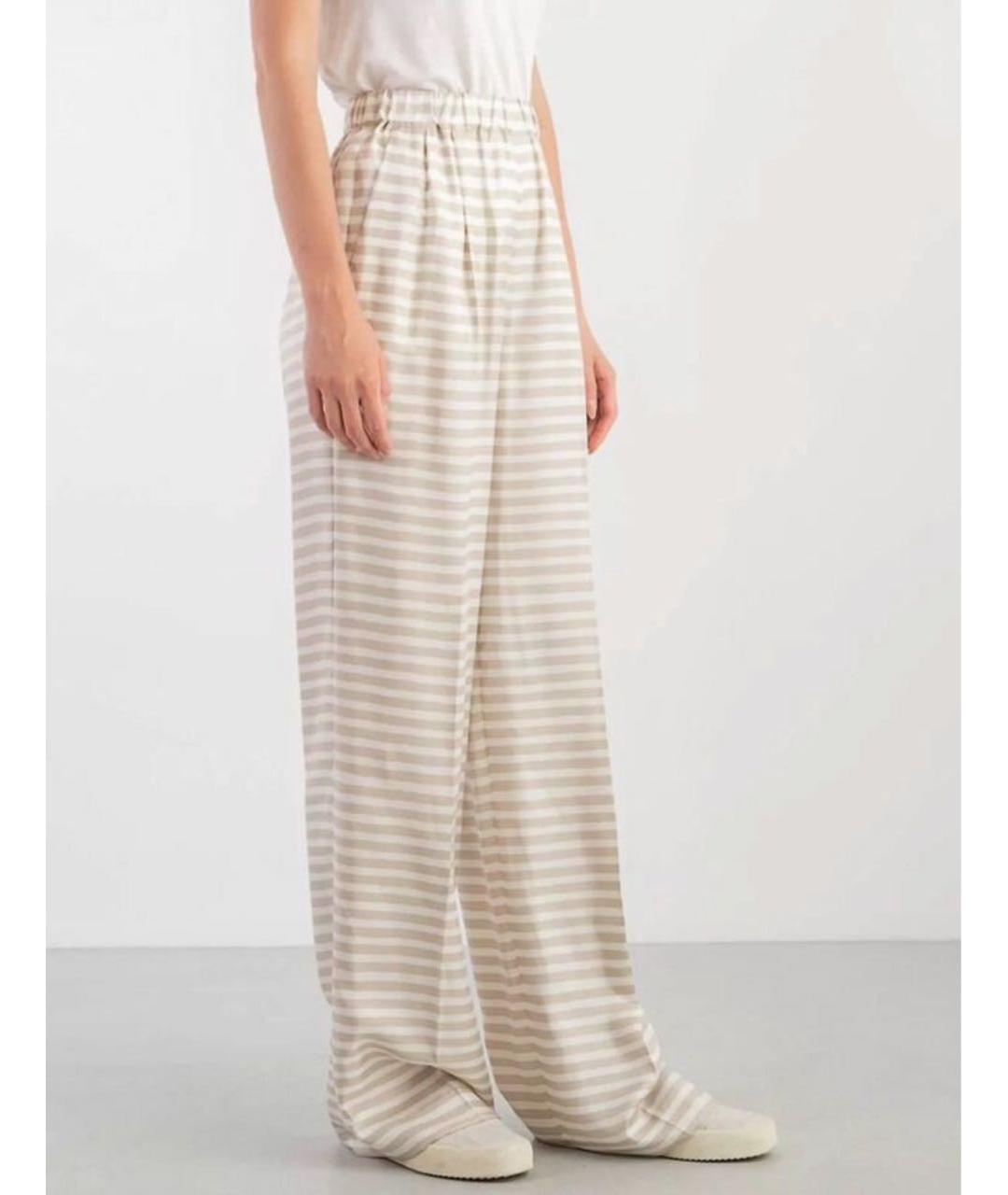 MAX MARA Бежевые шелковые брюки широкие, фото 5
