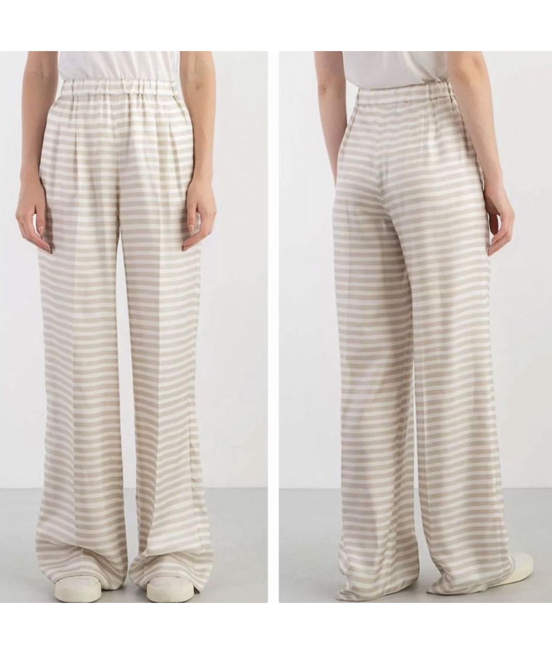 MAX MARA Бежевые шелковые брюки широкие, фото 2