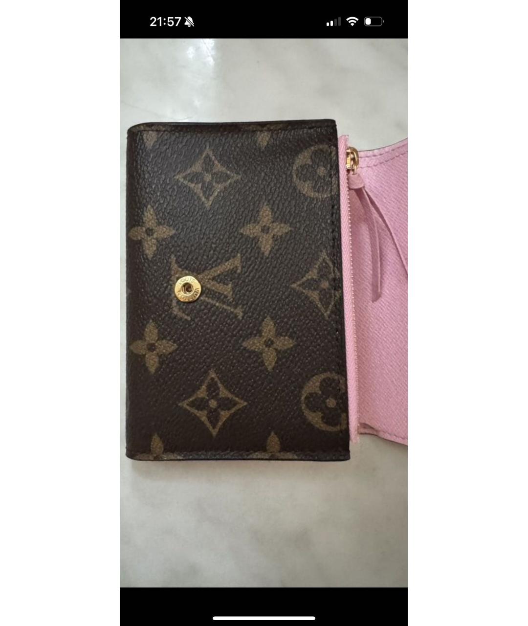 LOUIS VUITTON Коричневый кожаный кошелек, фото 3