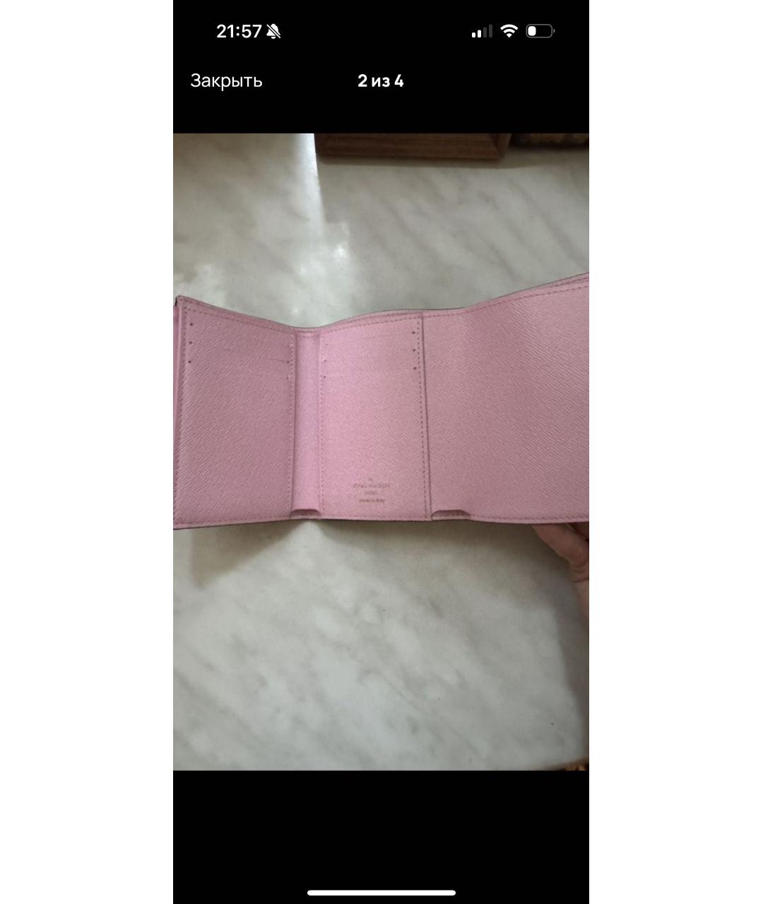 LOUIS VUITTON Коричневый кожаный кошелек, фото 4