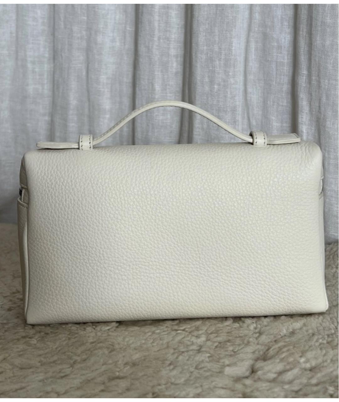 LORO PIANA Белая кожаная сумка через плечо, фото 2