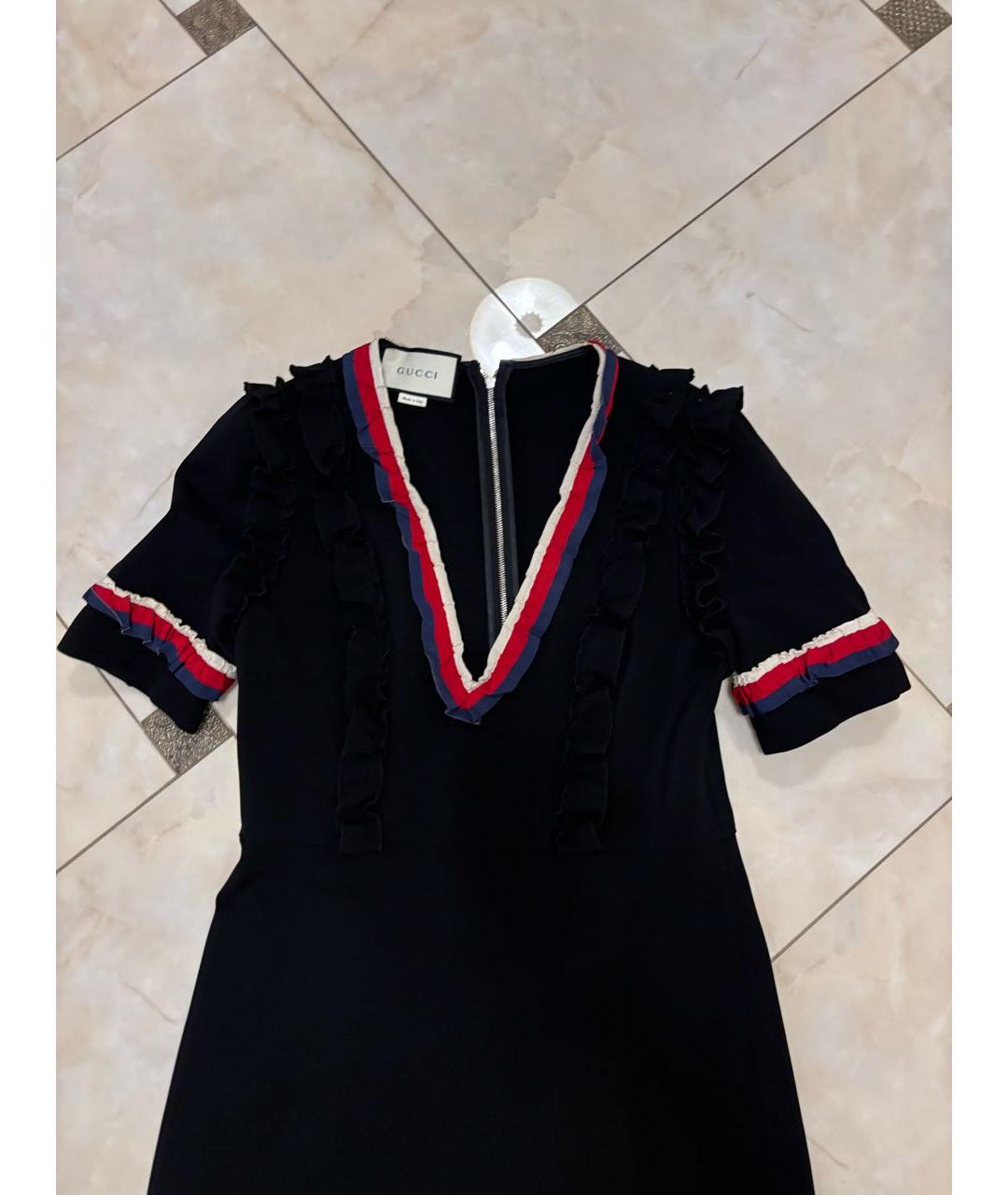GUCCI Черное хлопко-эластановое повседневное платье, фото 3
