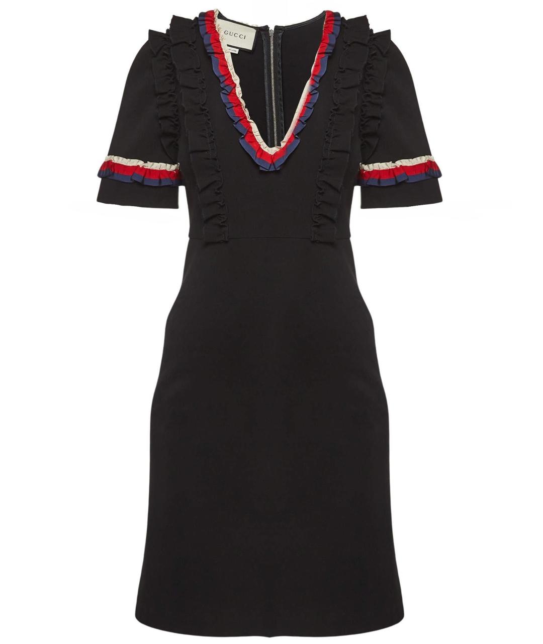 GUCCI Черное хлопко-эластановое повседневное платье, фото 1