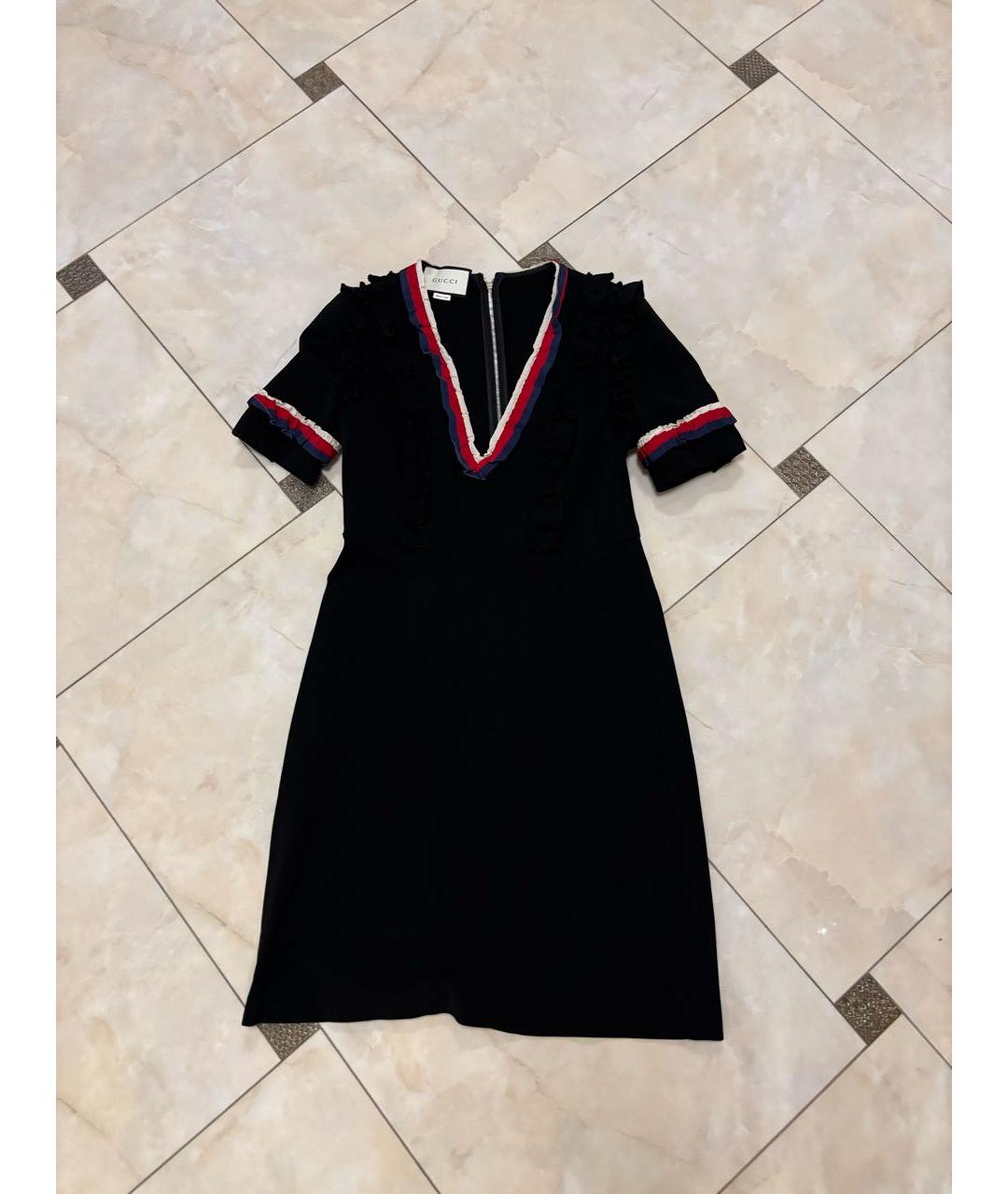 GUCCI Черное хлопко-эластановое повседневное платье, фото 7