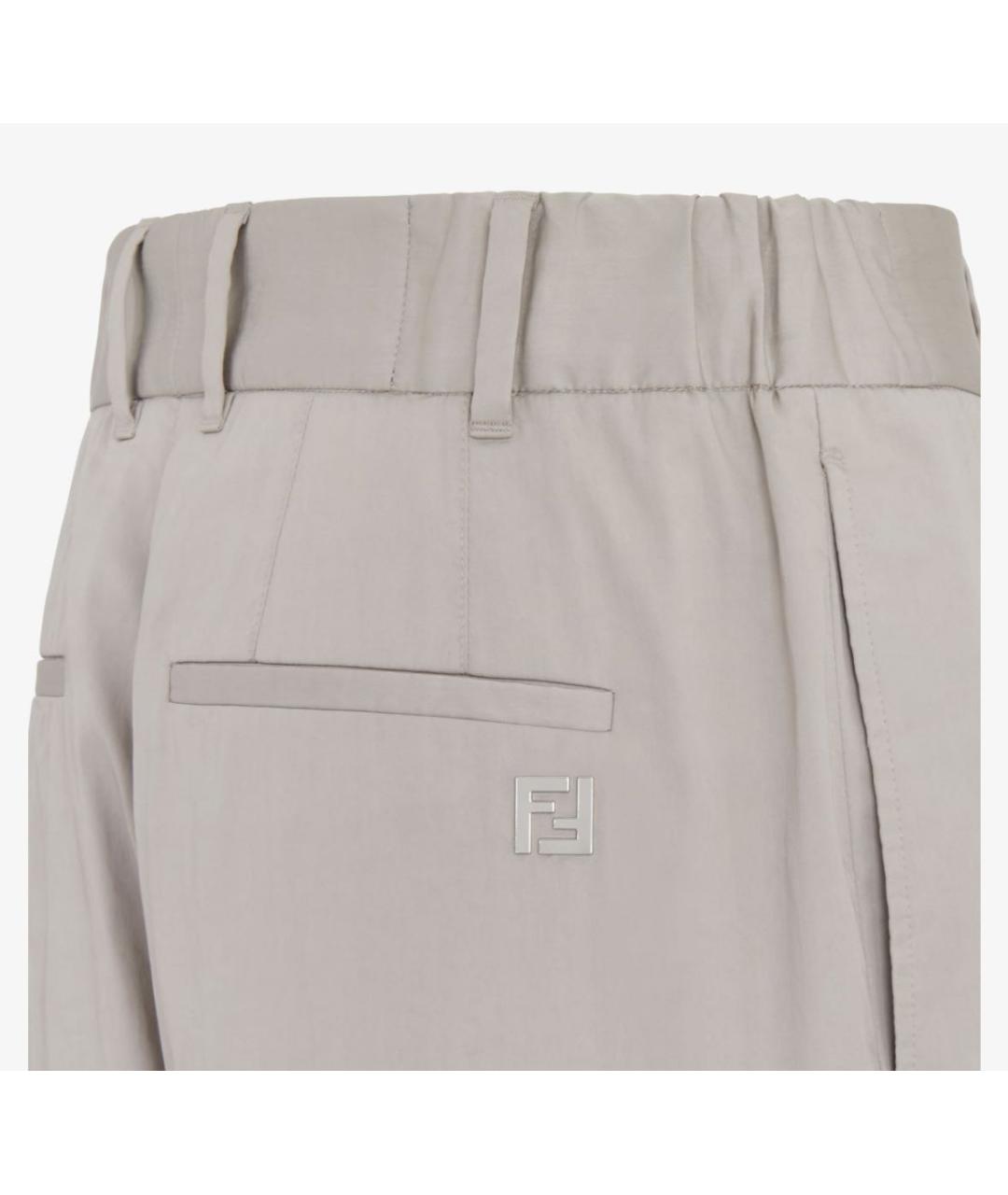 FENDI Серые хлопковые повседневные брюки, фото 4
