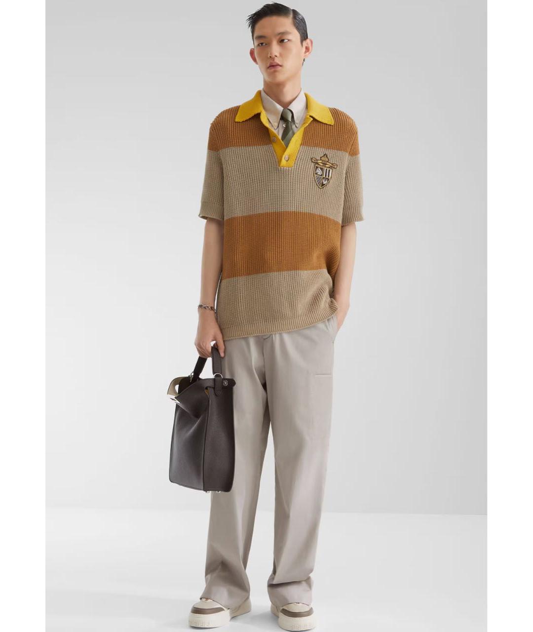 FENDI Серые хлопковые повседневные брюки, фото 2