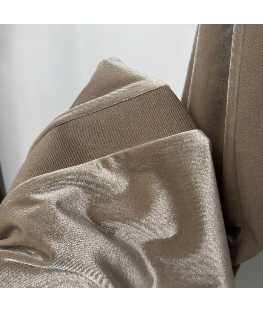 MAX MARA Бежевые полиэстеровые прямые брюки, фото 5