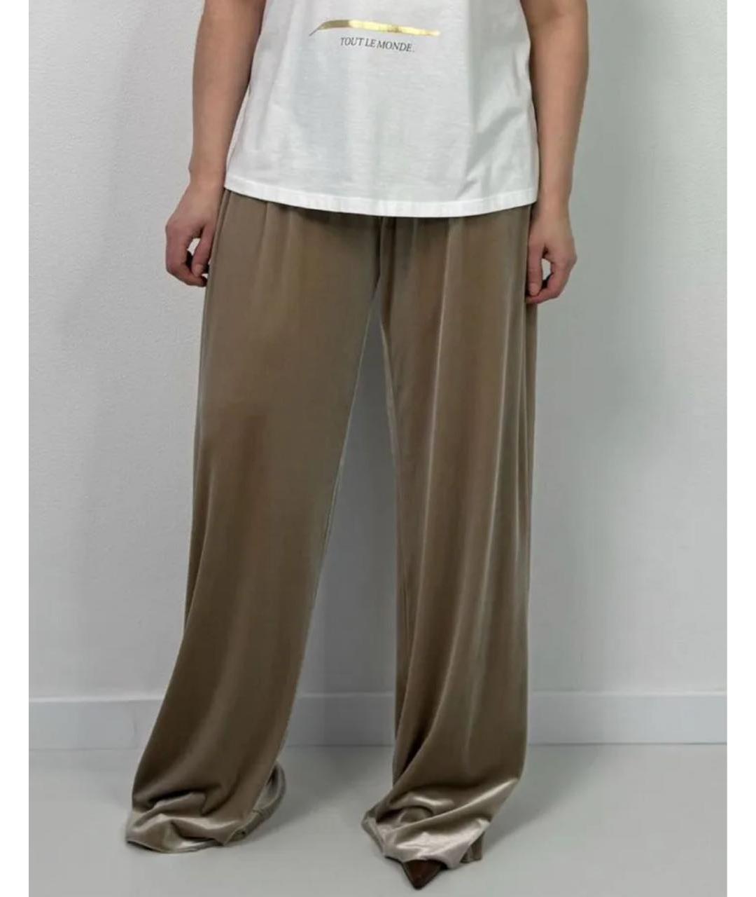 MAX MARA Бежевые полиэстеровые прямые брюки, фото 7