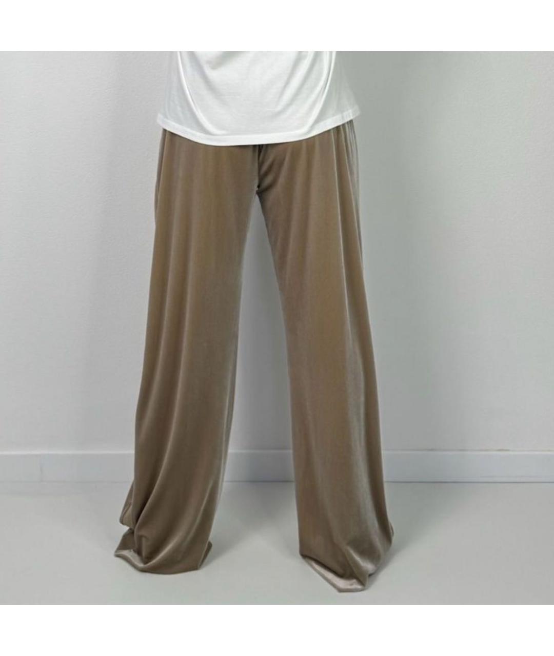 MAX MARA Бежевые полиэстеровые прямые брюки, фото 2