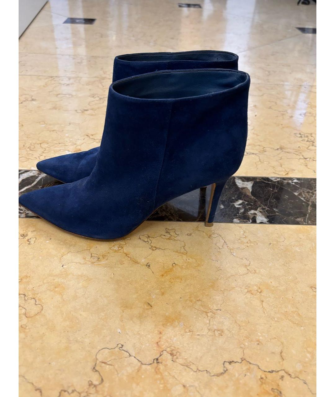 GIANVITO ROSSI Синие бархатные ботильоны, фото 7