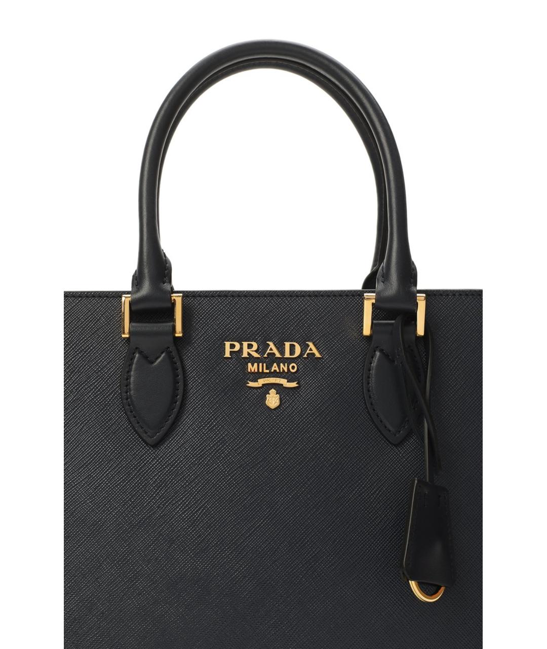 PRADA Черная кожаная сумка тоут, фото 4