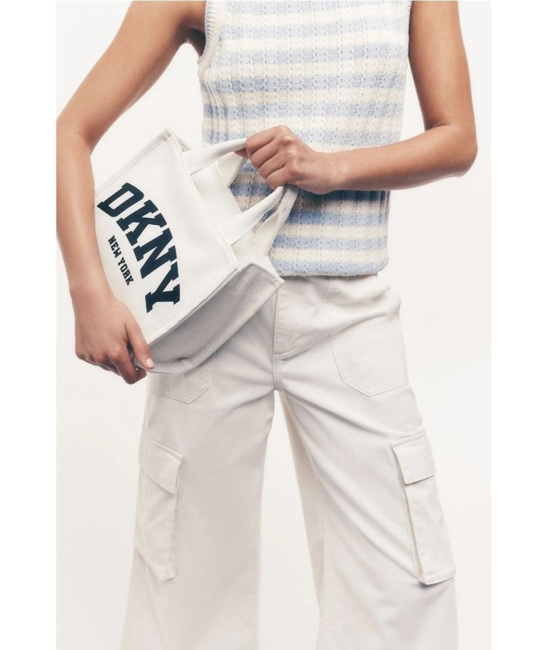 DKNY Белая хлопковая сумка через плечо, фото 4