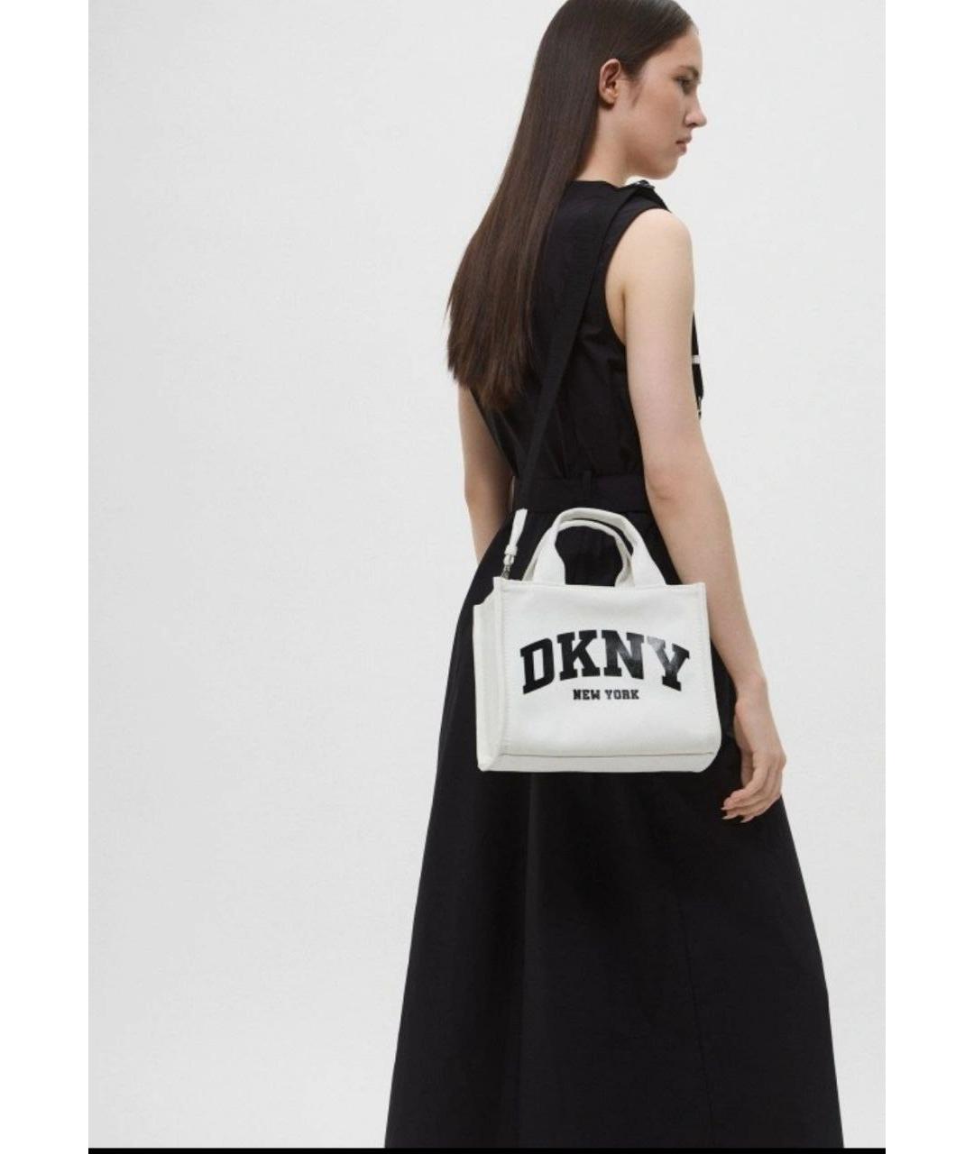 DKNY Белая хлопковая сумка через плечо, фото 6