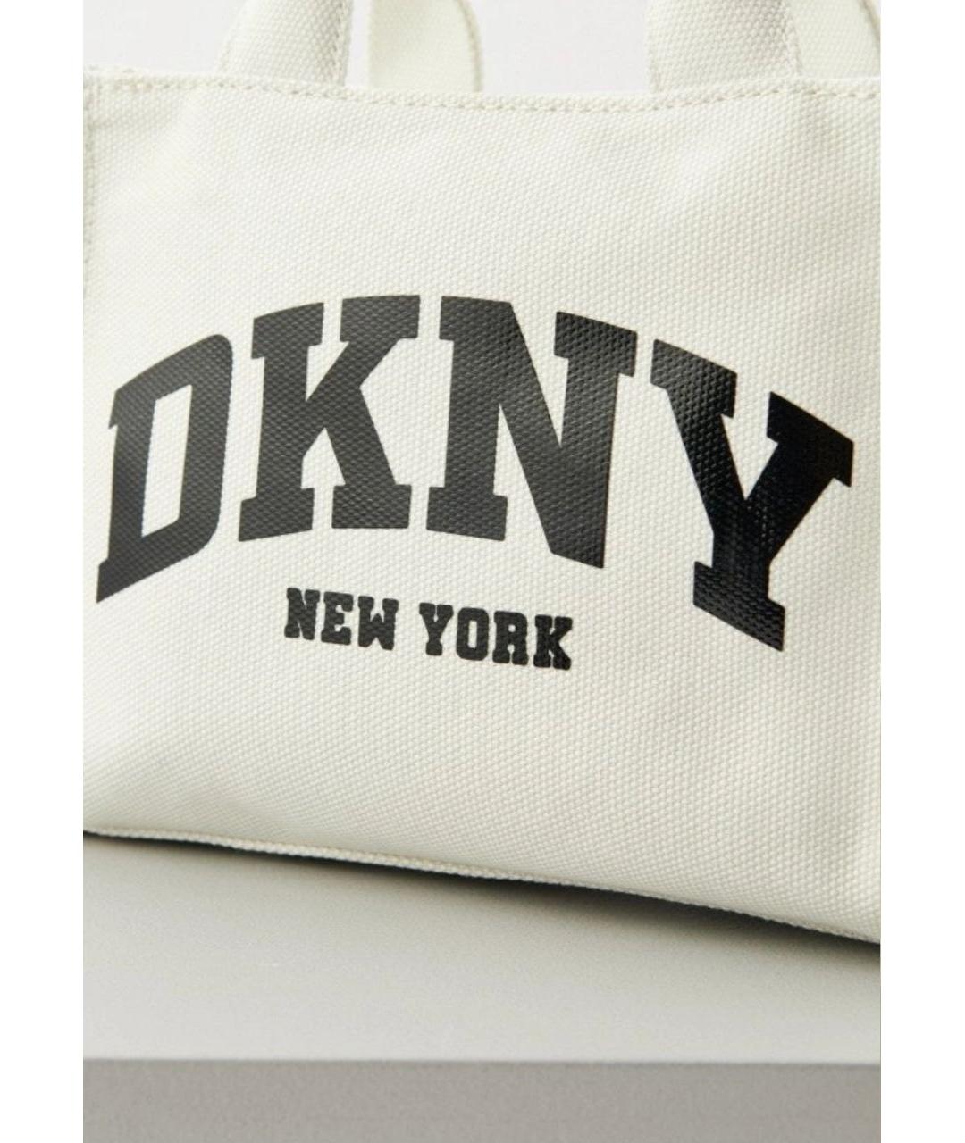DKNY Белая хлопковая сумка через плечо, фото 7