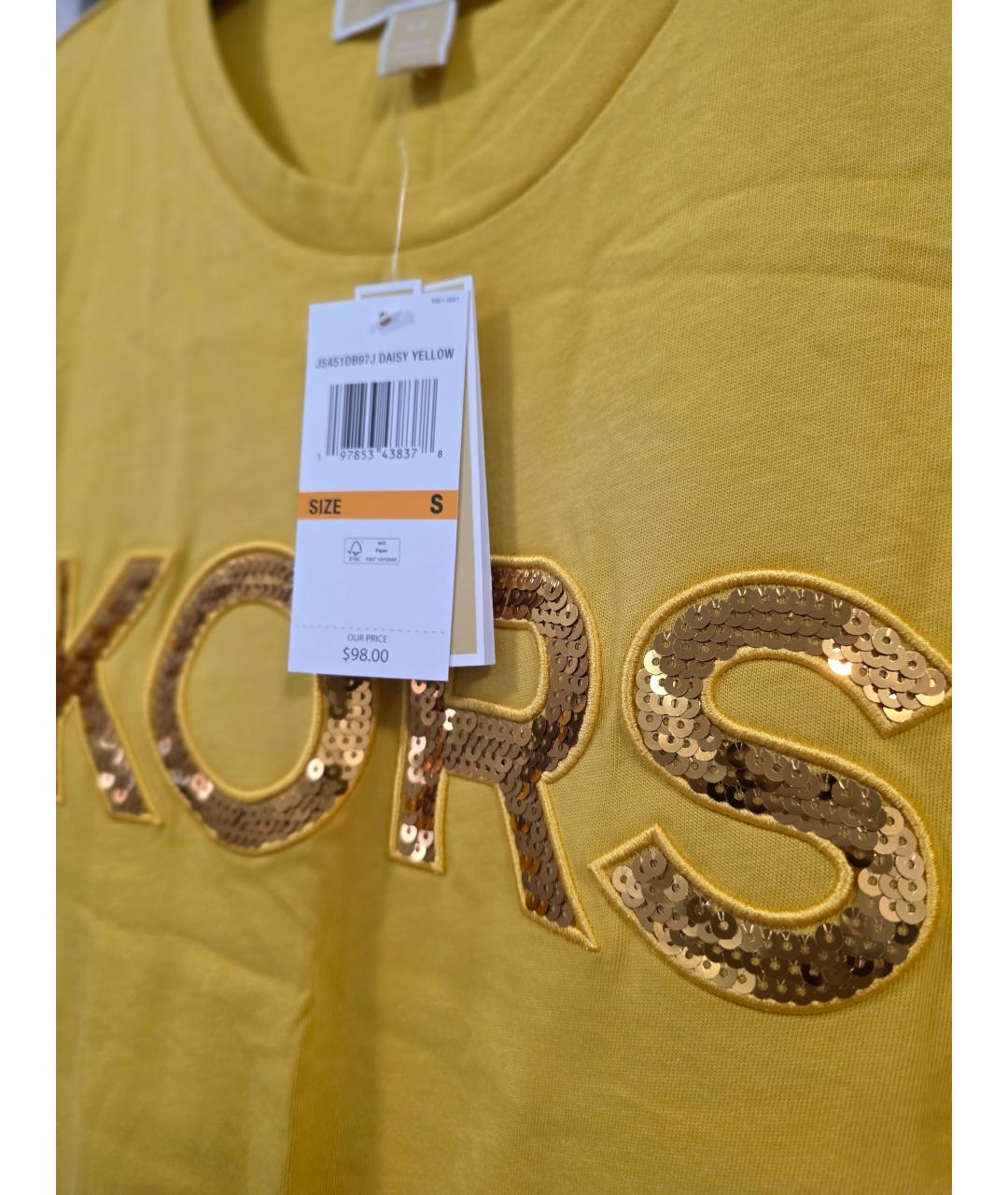 MICHAEL KORS Желтая хлопковая футболка, фото 3