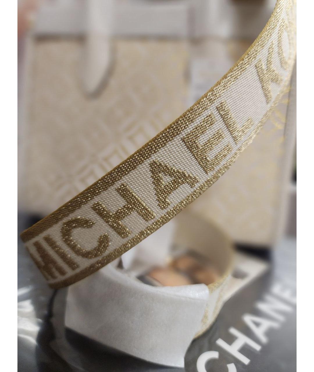 MICHAEL KORS Бежевая жаккардовая сумка тоут, фото 7