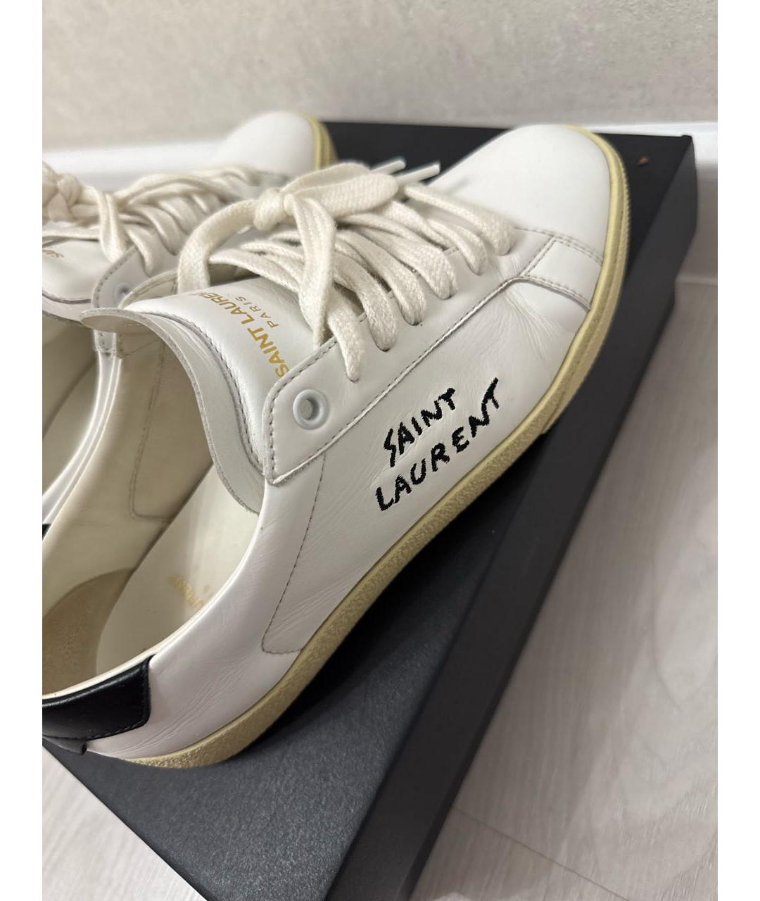 SAINT LAURENT Белые кожаные кеды, фото 5