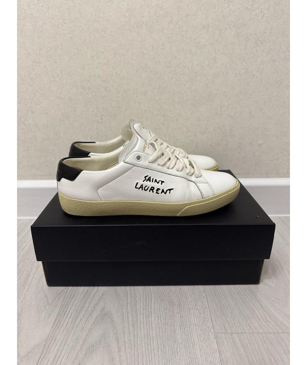 SAINT LAURENT Белые кожаные кеды, фото 9