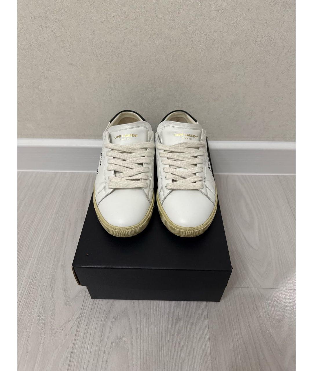 SAINT LAURENT Белые кожаные кеды, фото 2