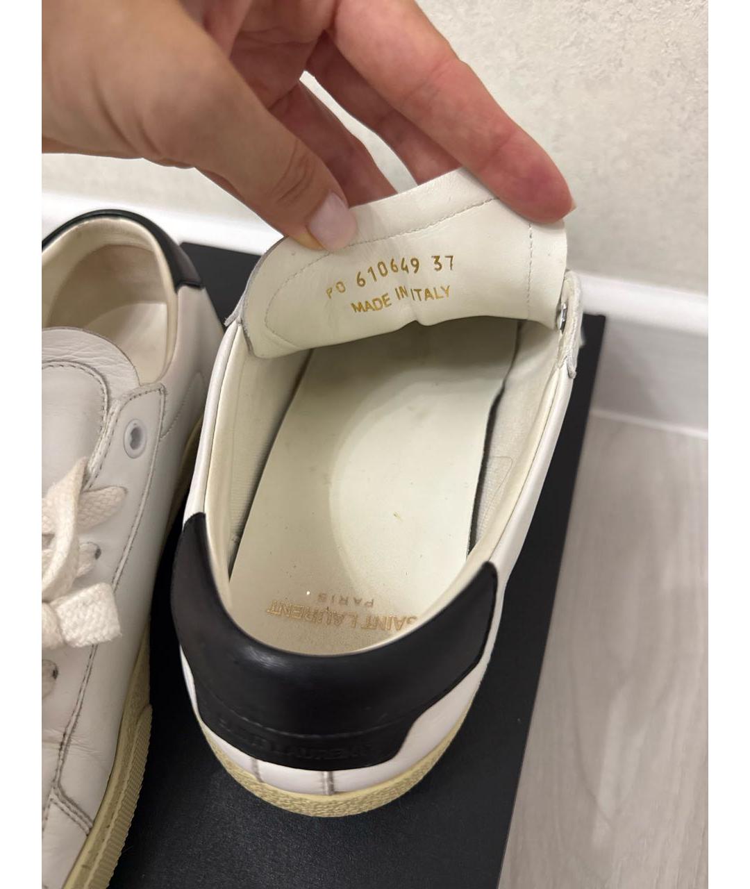 SAINT LAURENT Белые кожаные кеды, фото 8