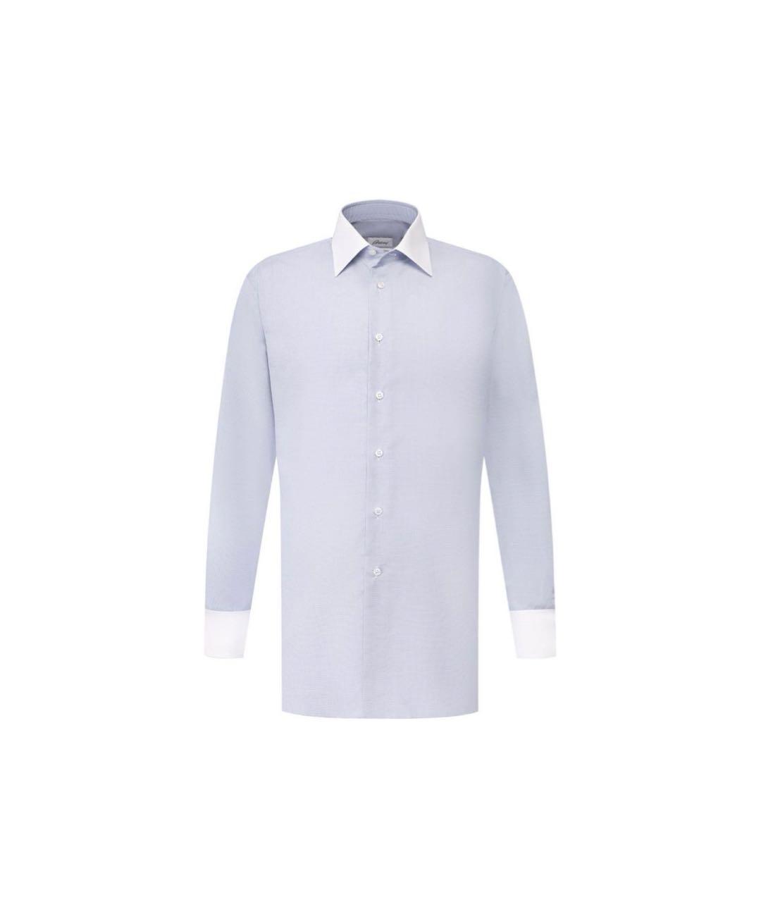 BRIONI Голубая хлопковая классическая рубашка, фото 1