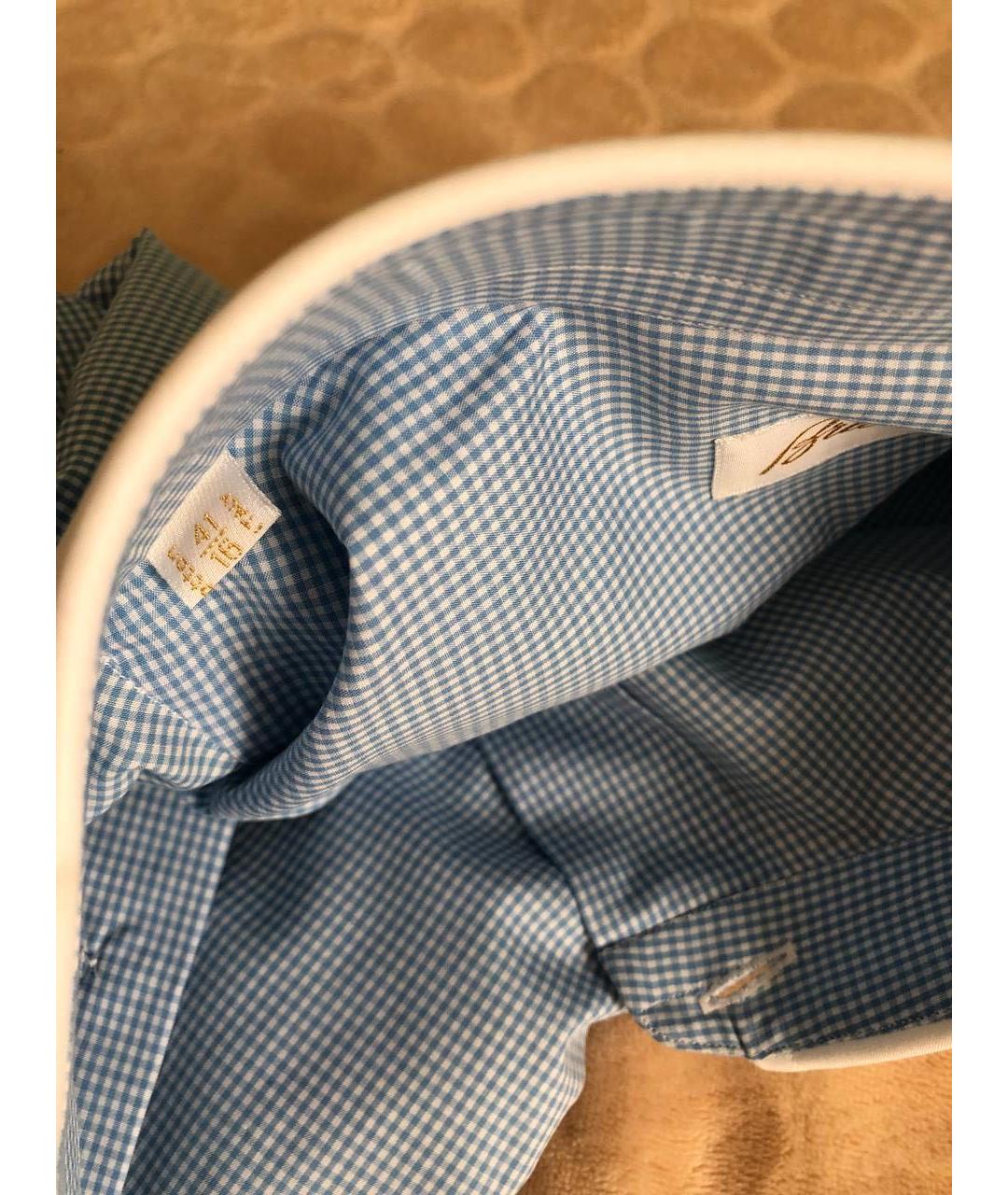 BRIONI Голубая хлопковая классическая рубашка, фото 8