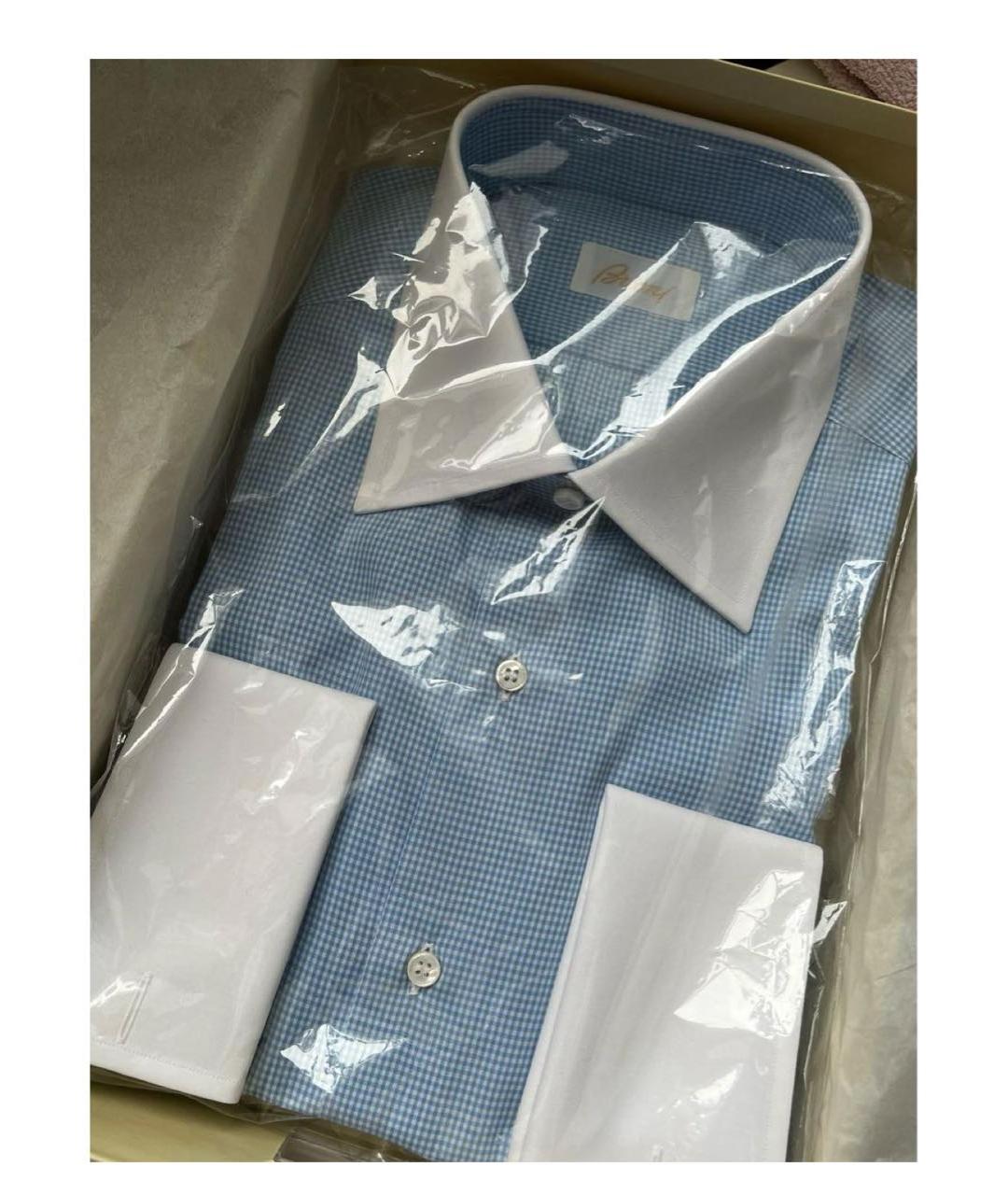 BRIONI Голубая хлопковая классическая рубашка, фото 2