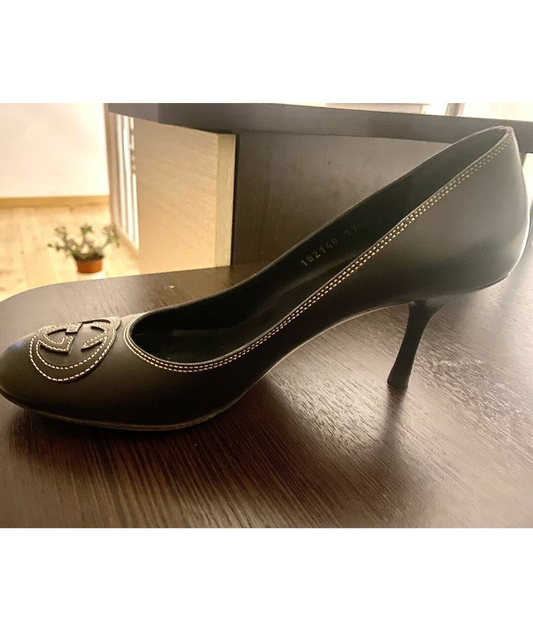 GUCCI Коричневые кожаные лодочки на низком каблуке, фото 4