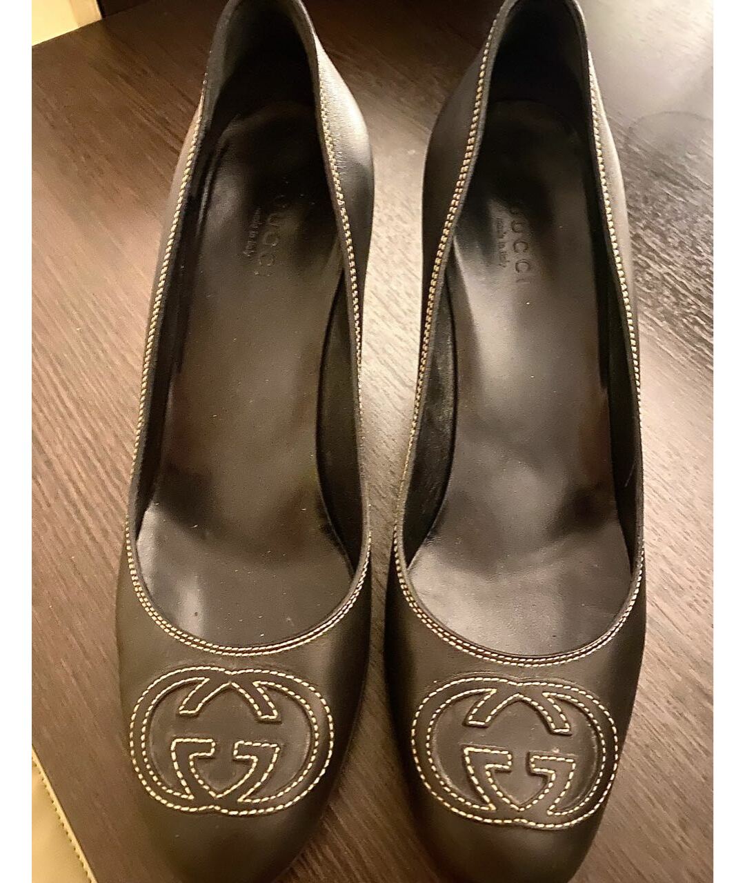 GUCCI Коричневые кожаные лодочки на низком каблуке, фото 2