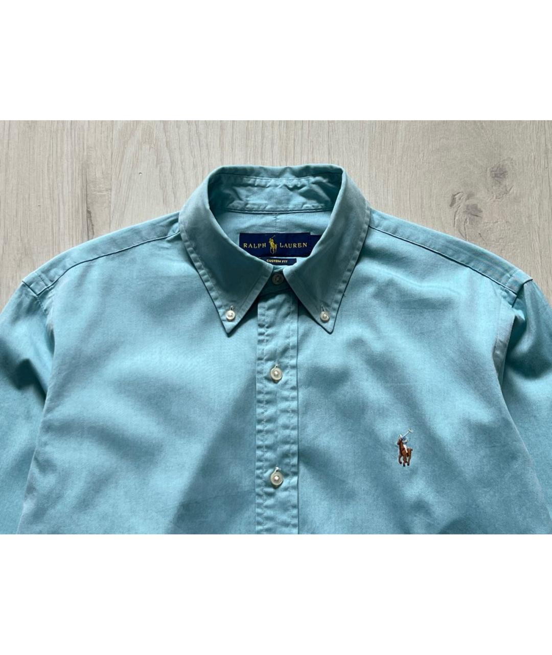 RALPH LAUREN Бирюзовая хлопковая классическая рубашка, фото 3