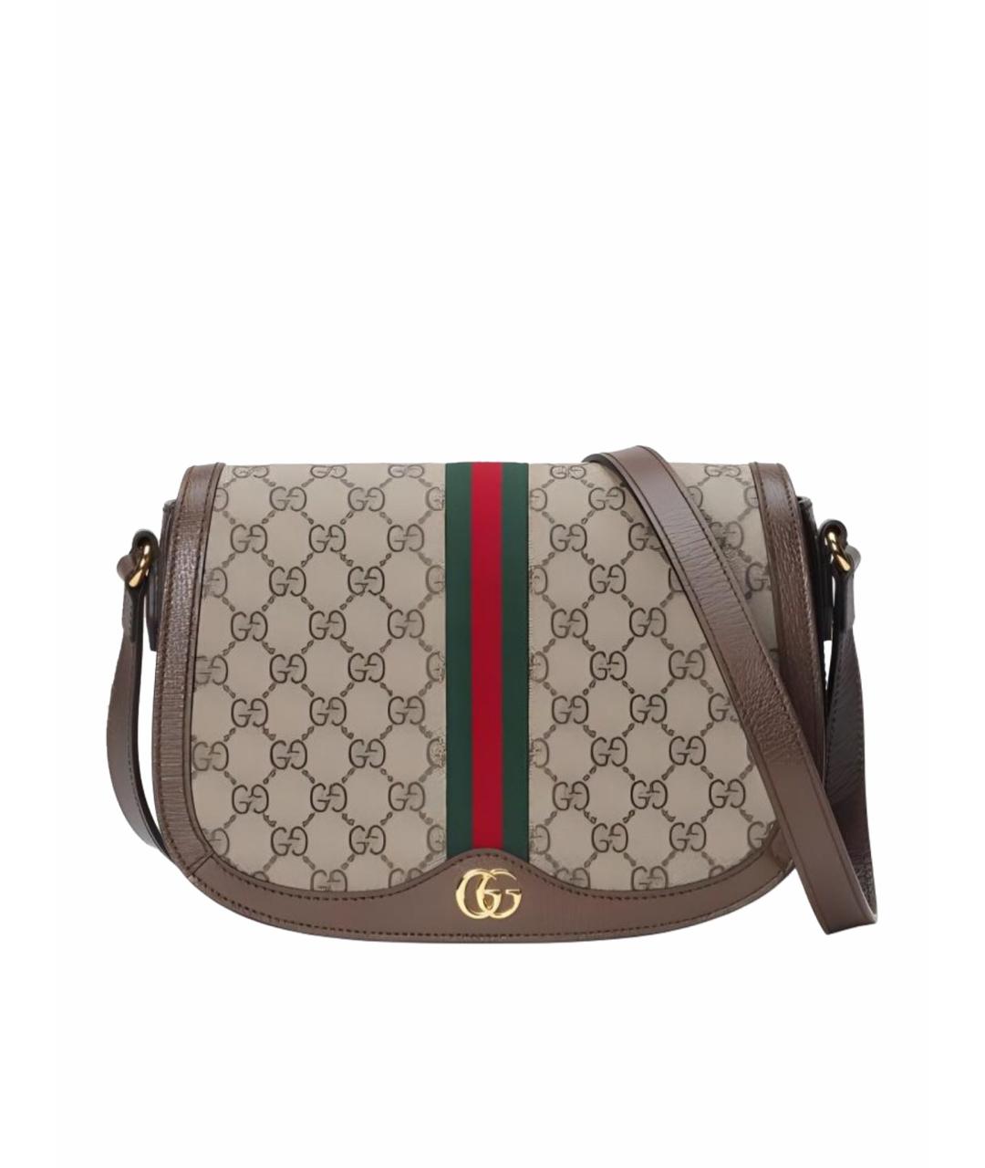 GUCCI Бежевая кожаная сумка через плечо, фото 1