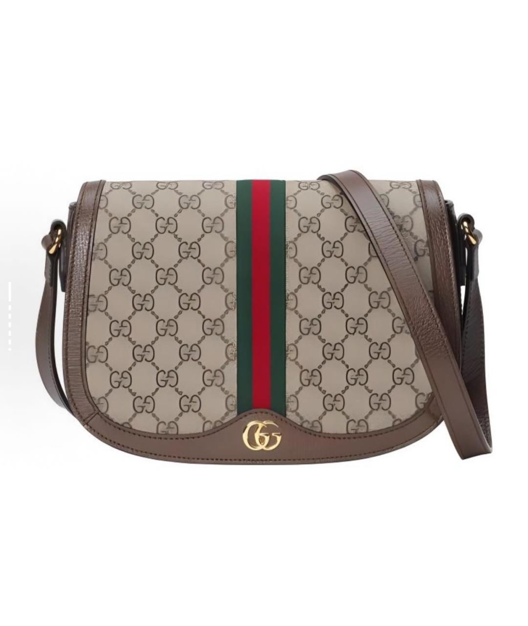 GUCCI Бежевая кожаная сумка через плечо, фото 7