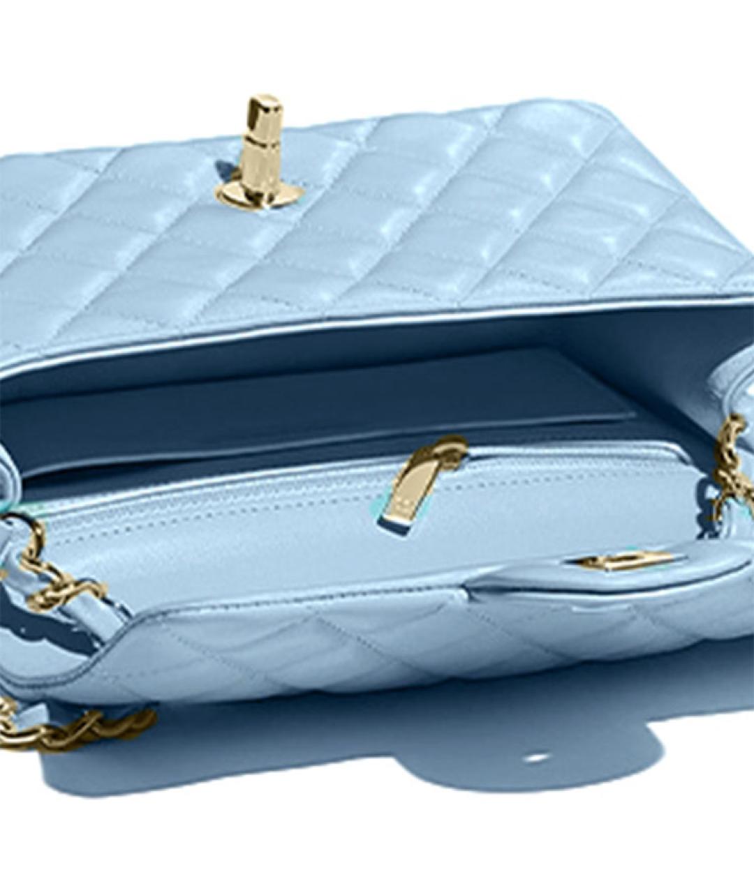 CHANEL Голубая кожаная сумка через плечо, фото 4