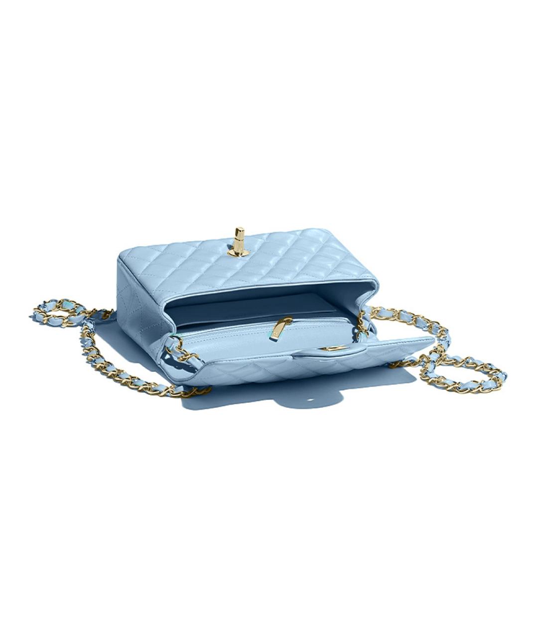 CHANEL Голубая кожаная сумка через плечо, фото 2