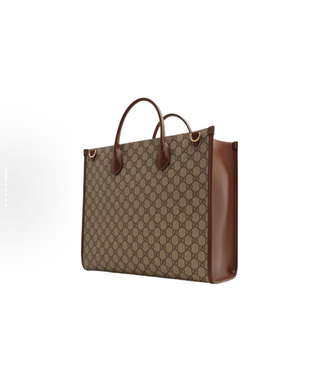 GUCCI Коричневая тканевая сумка тоут, фото 3