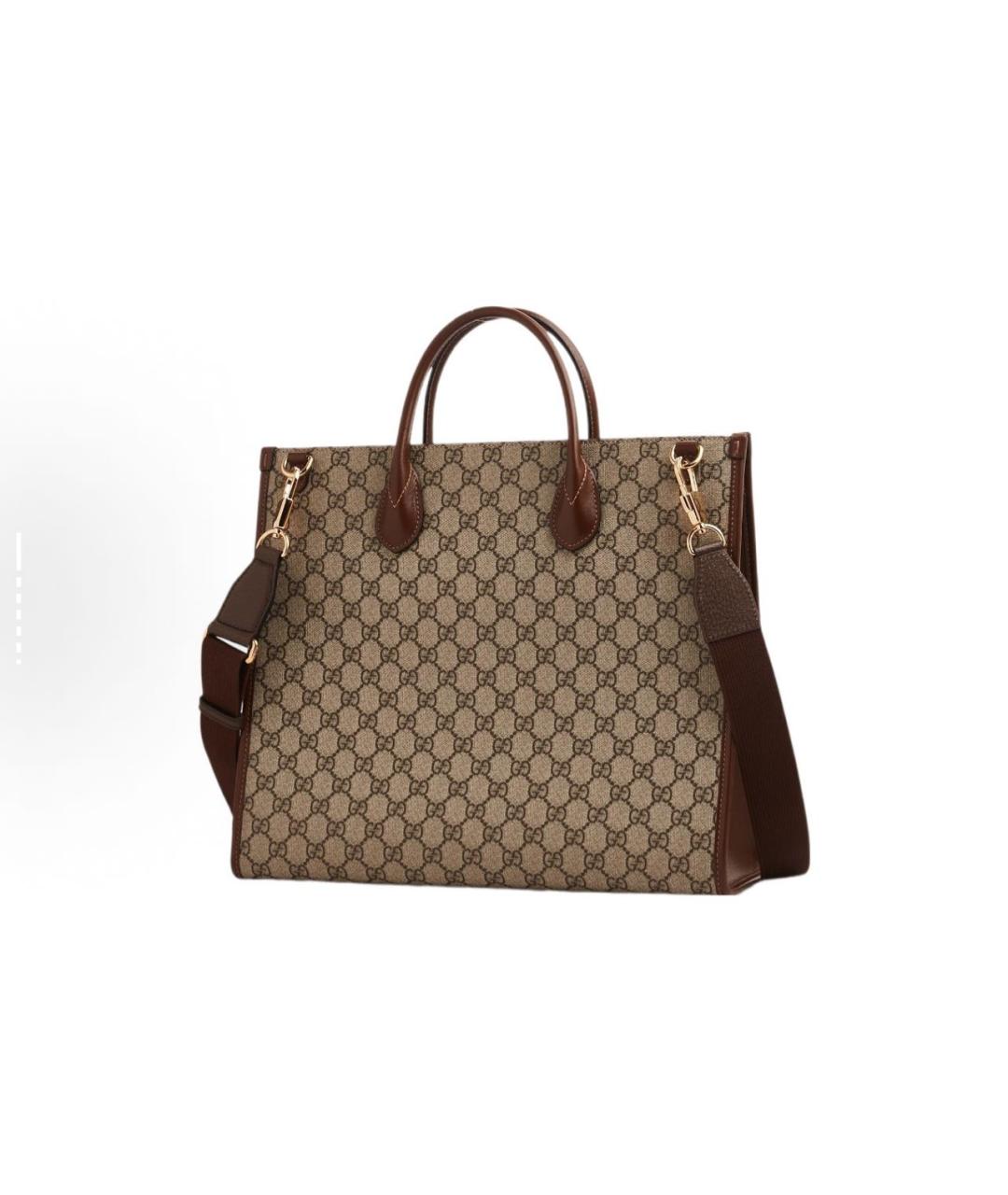 GUCCI Коричневая тканевая сумка тоут, фото 2