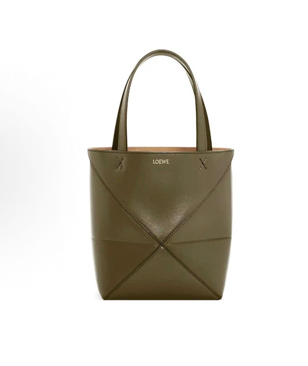 LOEWE Зеленая кожаная сумка тоут, фото 6