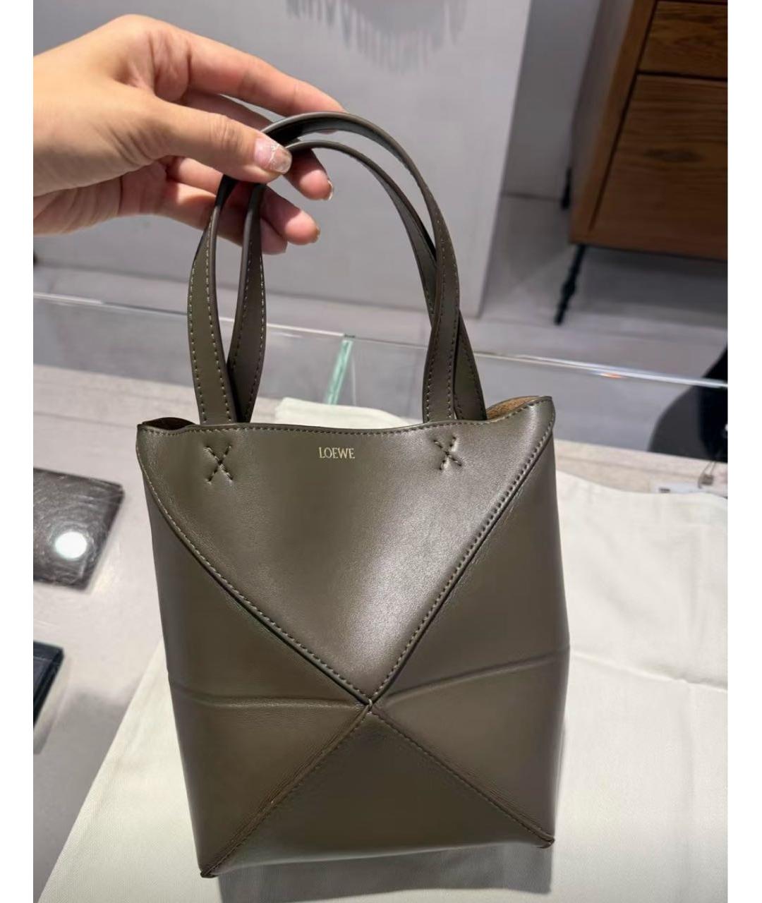 LOEWE Зеленая кожаная сумка тоут, фото 2
