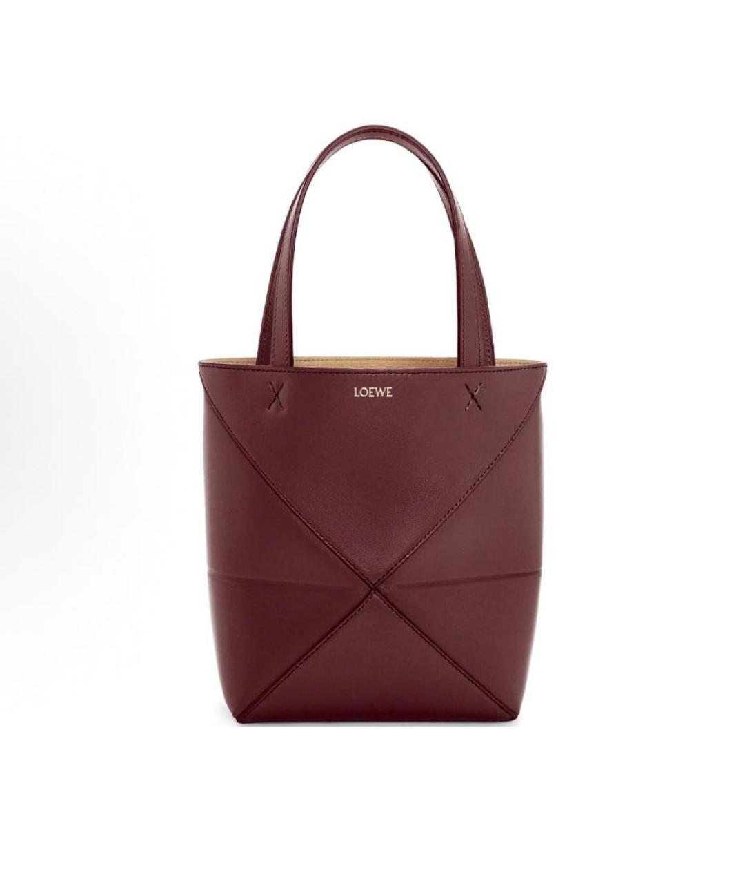LOEWE Бордовая кожаная сумка тоут, фото 4