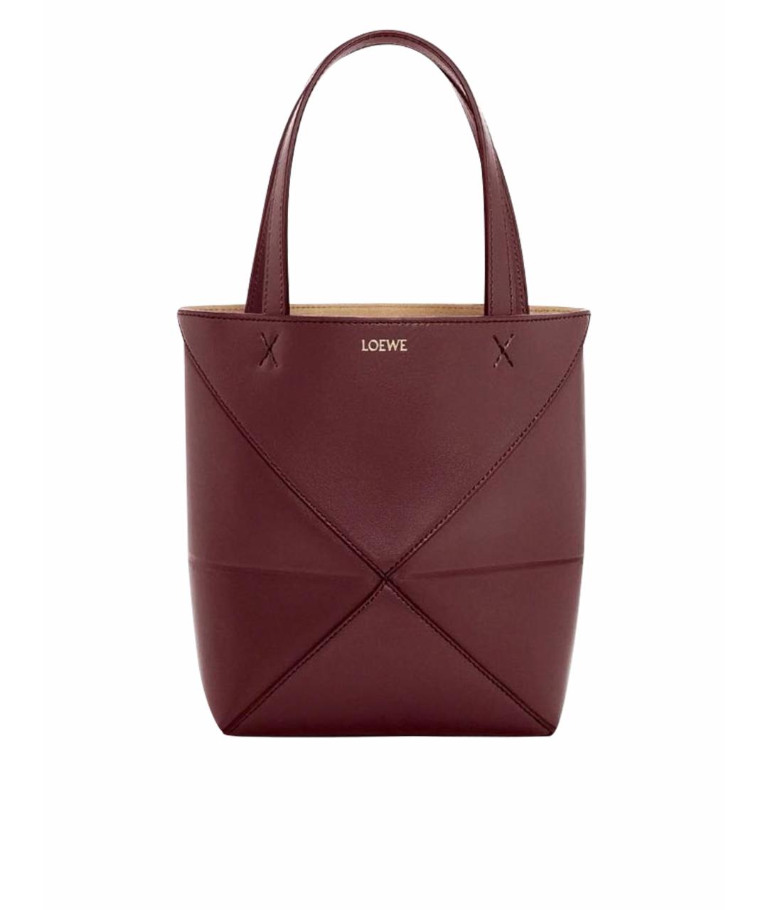 LOEWE Бордовая кожаная сумка тоут, фото 1