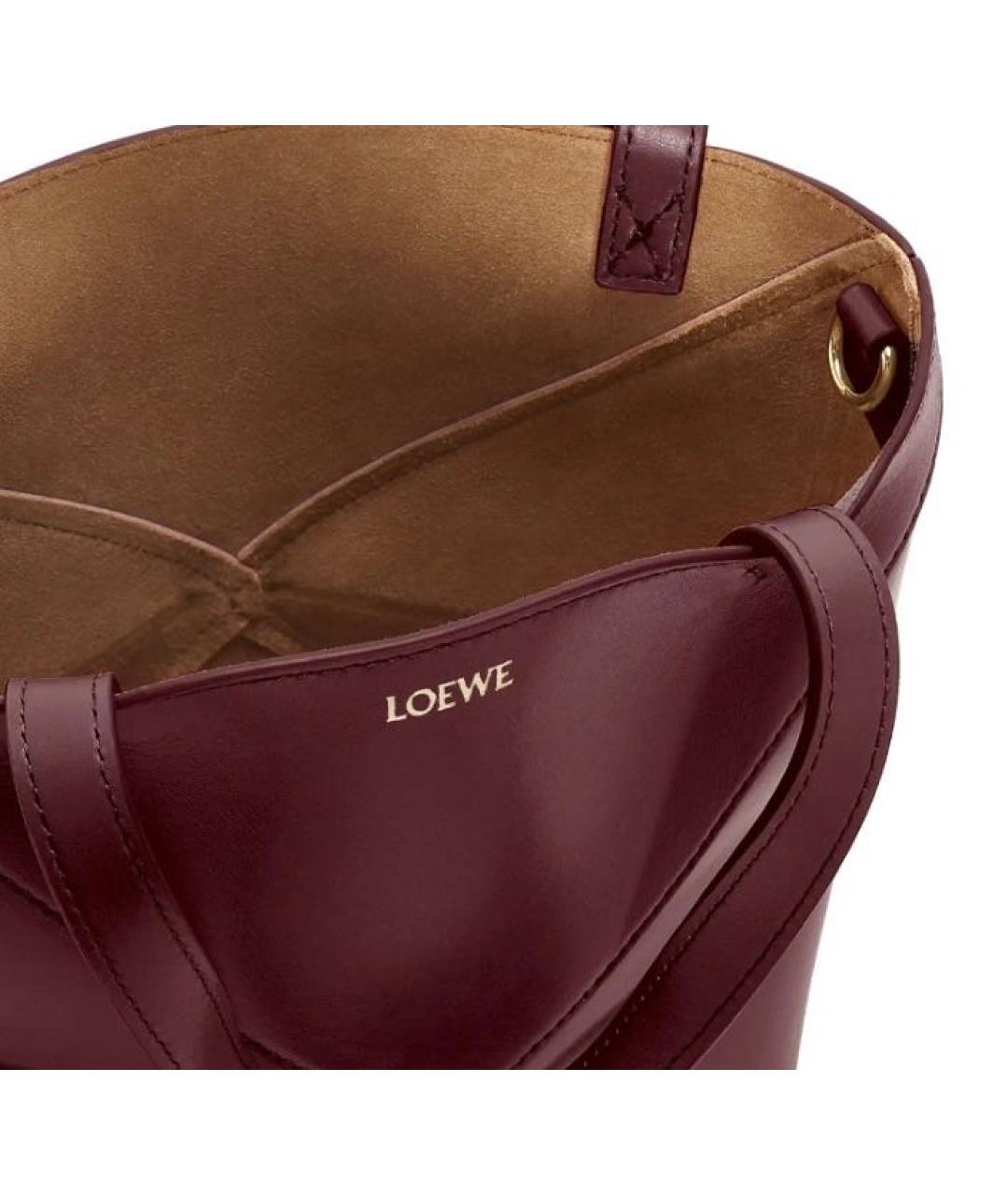 LOEWE Бордовая кожаная сумка тоут, фото 2