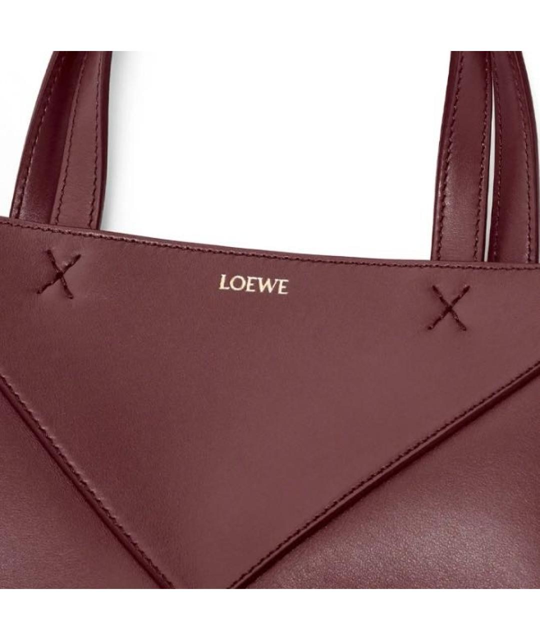 LOEWE Бордовая кожаная сумка тоут, фото 3