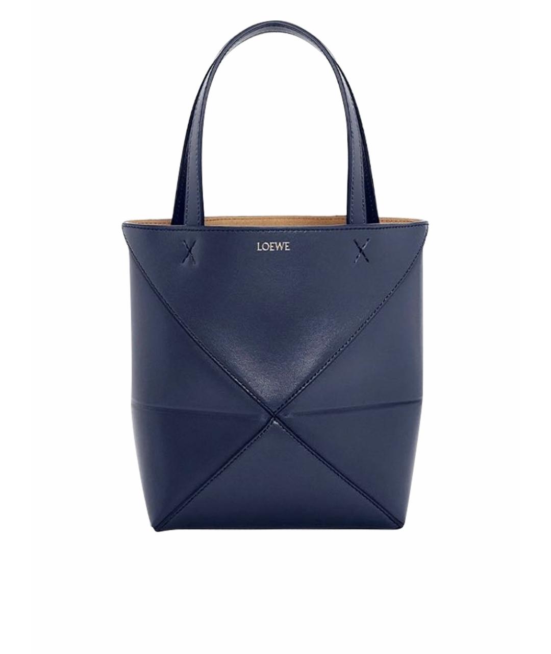 LOEWE Темно-синяя кожаная сумка тоут, фото 1