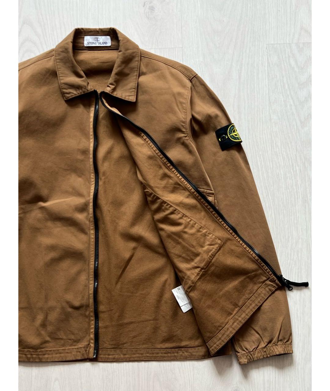 STONE ISLAND Коричневая хлопковая куртка, фото 4