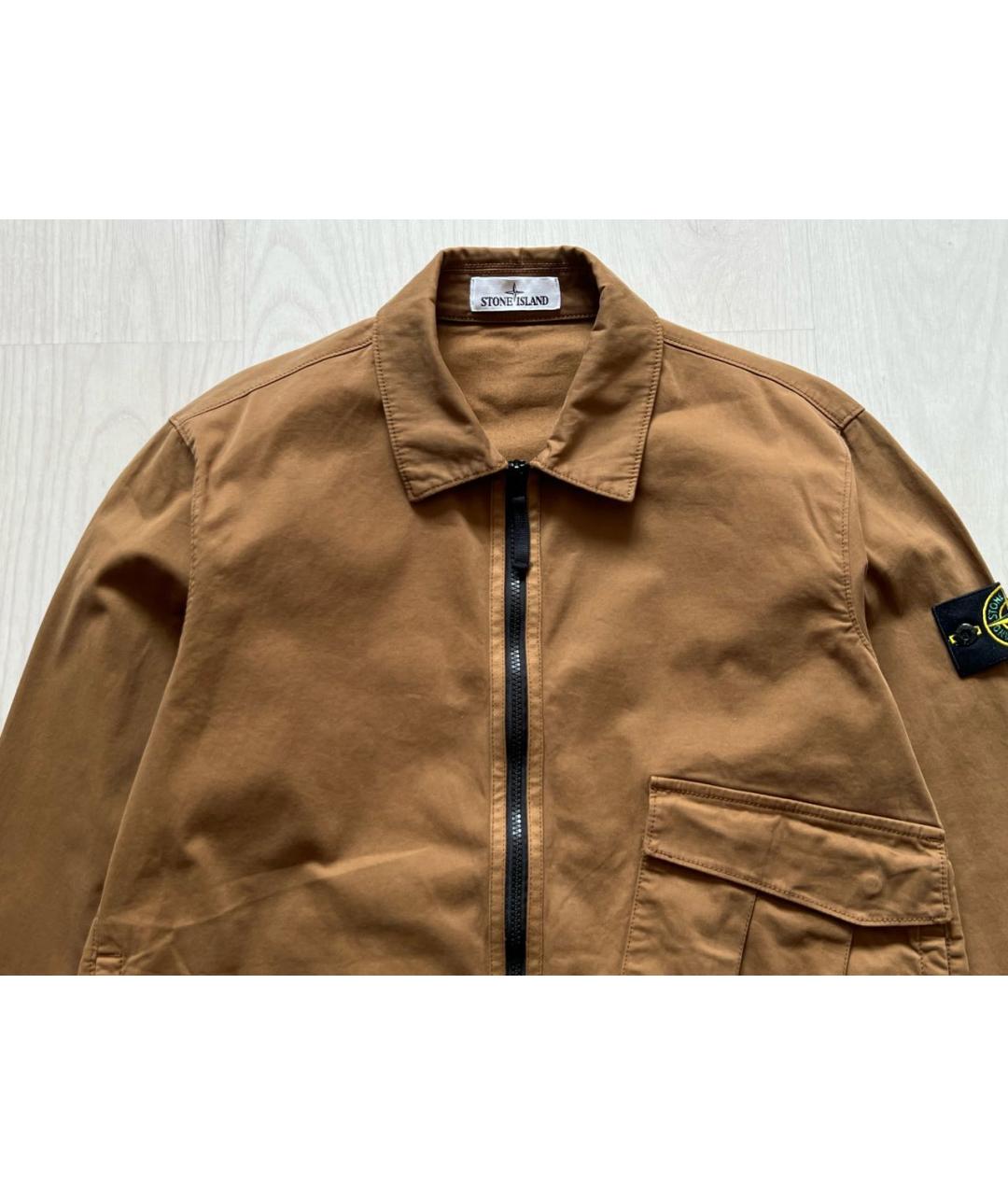 STONE ISLAND Коричневая хлопковая куртка, фото 3