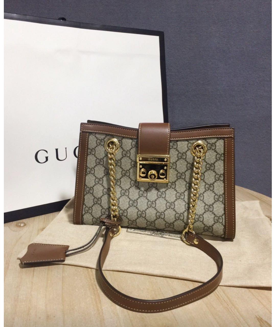 GUCCI Бежевая тканевая сумка через плечо, фото 5