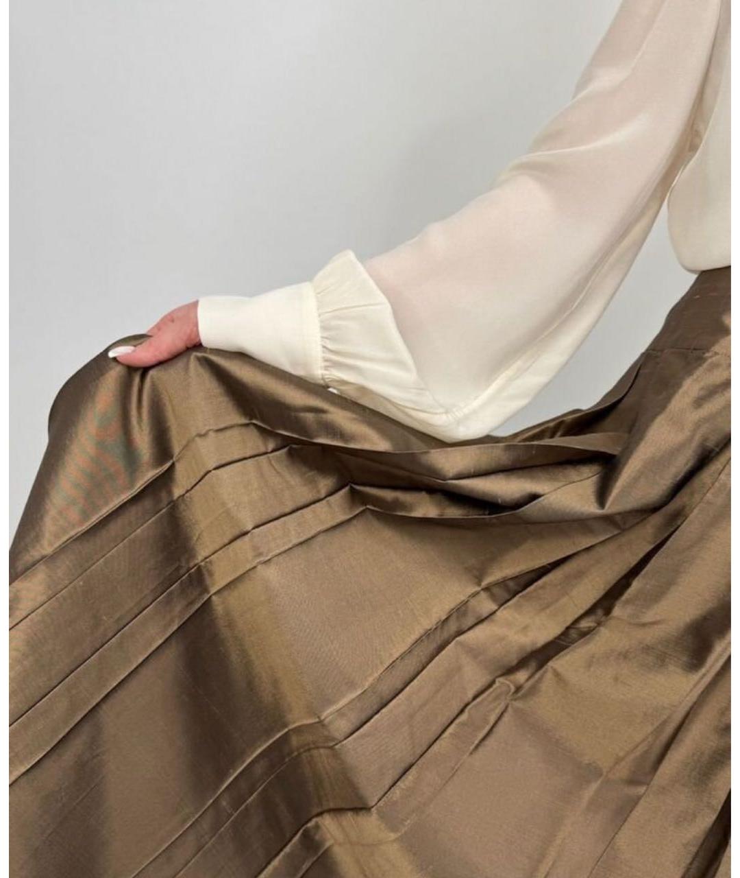 MAX MARA Коричневая шелковая юбка макси, фото 4