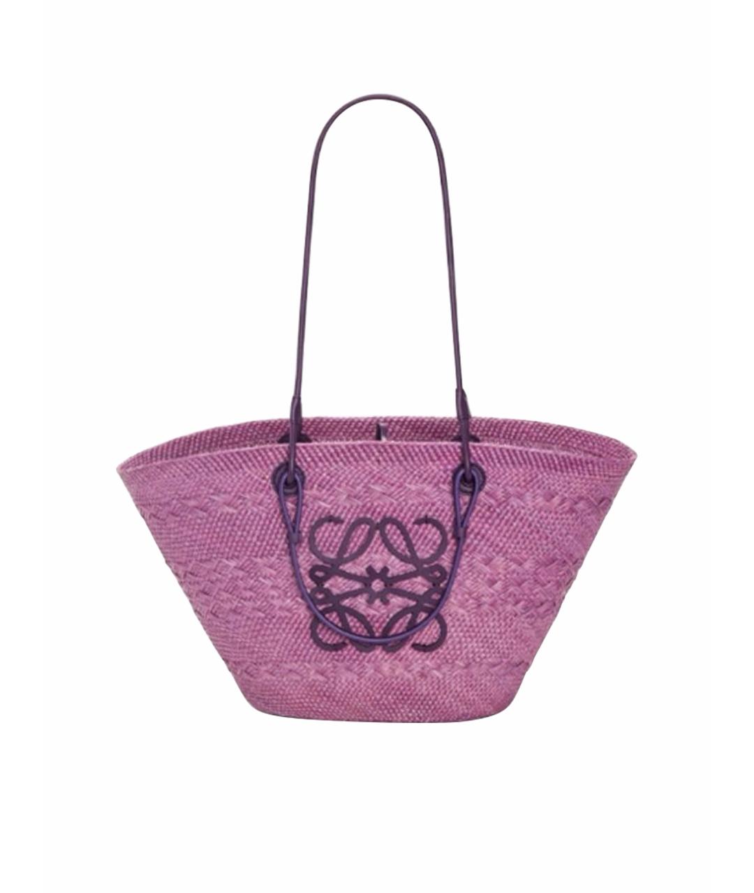LOEWE Фиолетовая пелетеная пляжная сумка, фото 1