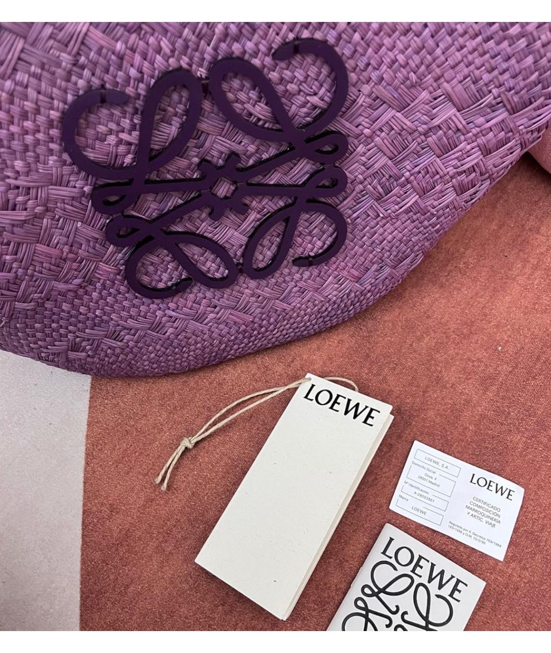 LOEWE Фиолетовая пелетеная пляжная сумка, фото 3