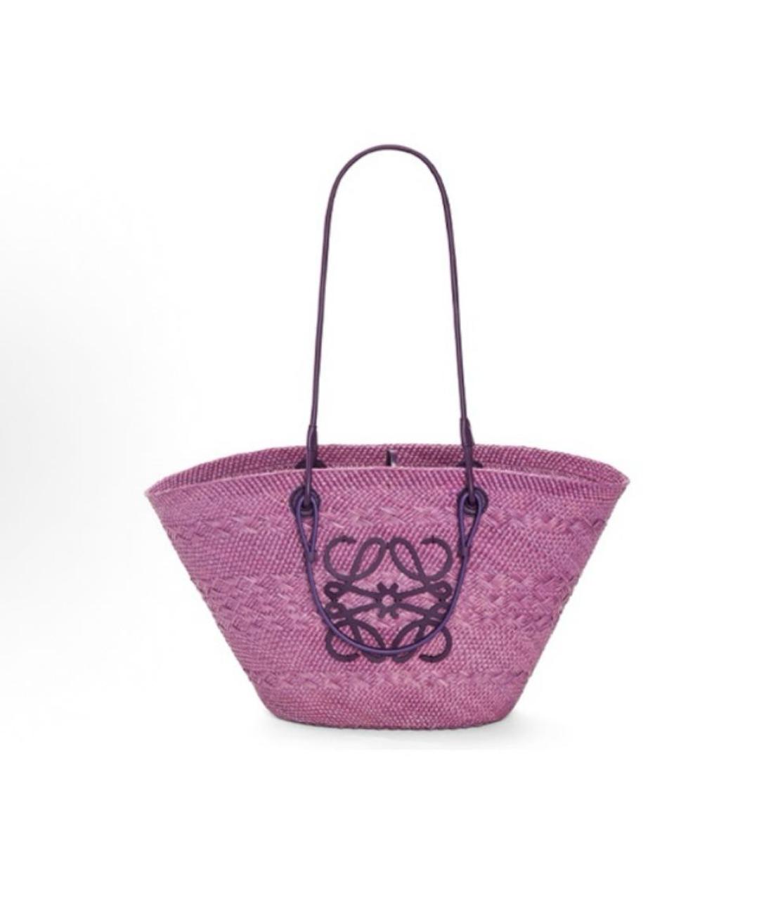 LOEWE Фиолетовая пелетеная пляжная сумка, фото 5